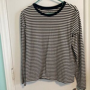 LOFT Black and White Striped Top